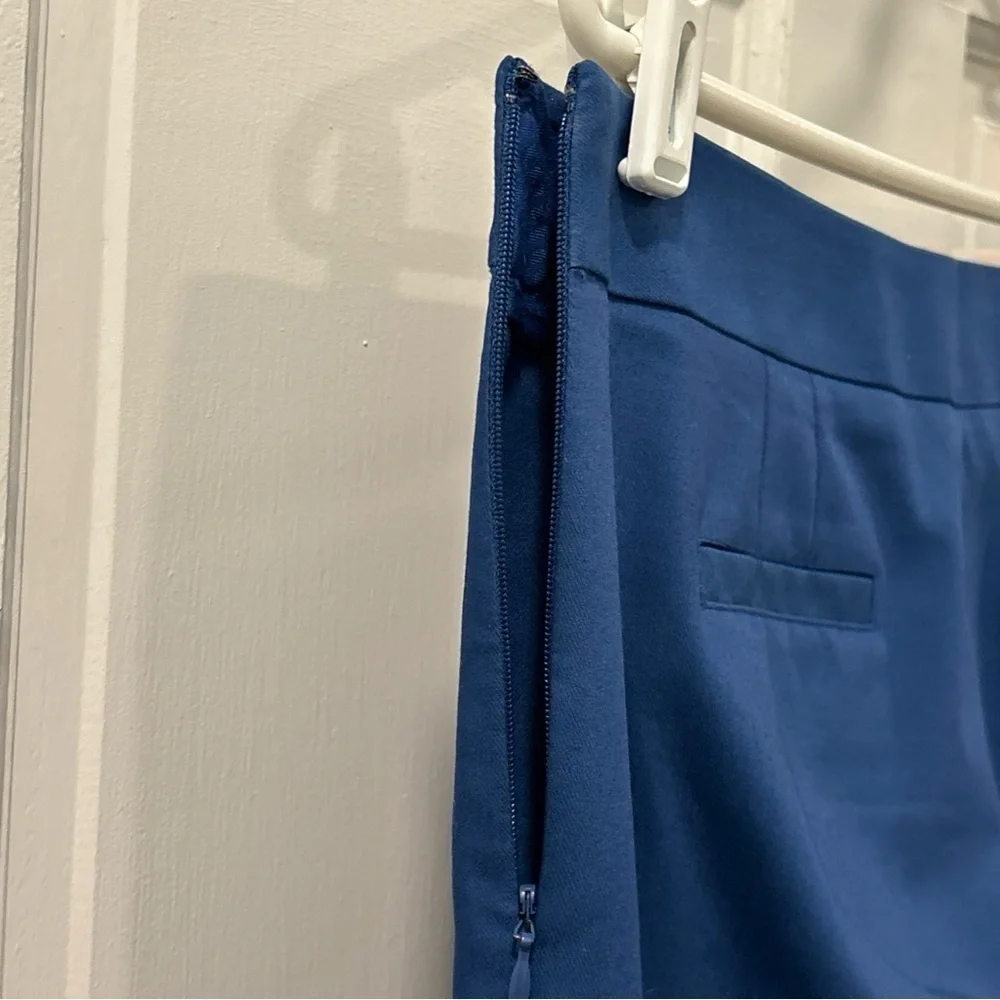 Tory Burch Women’s Seamed Dress Pants Size 12 Royal Blue Stretch Slit Hem  EUC